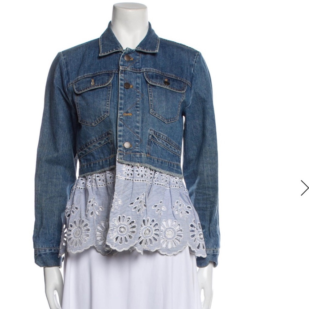 Sea New York Blue Denim Jacket with Lace-Up Back sz small